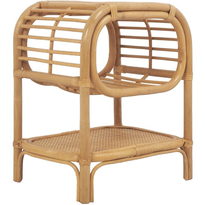 Mesita de noche de ratán natural curvado, serang, natural, 40x30x50 cm