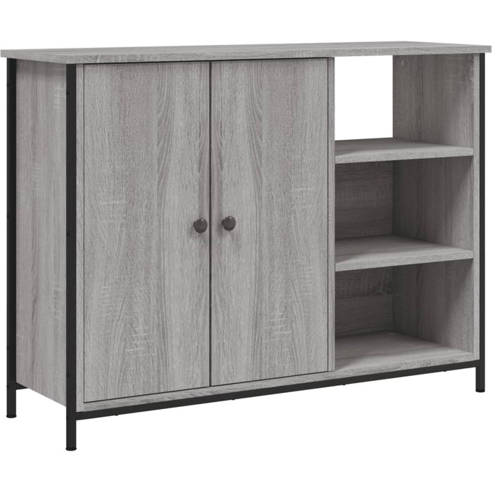 Aparador de madera de ingeniería gris sonoma 100x33x75 cm - comfortxl