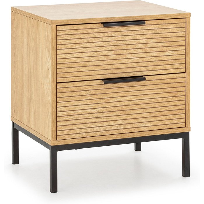 Mesita de noche mónica 2 cajones color roble