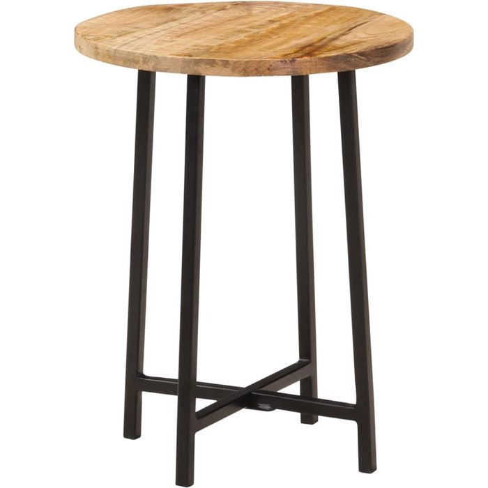 Mesa de centro de 35x35x45 cm, madera maciza de mango y hierro.