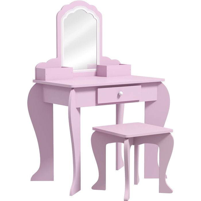 Tocador infantil zonekiz mdf, acrílico rosa 55x36x86 cm