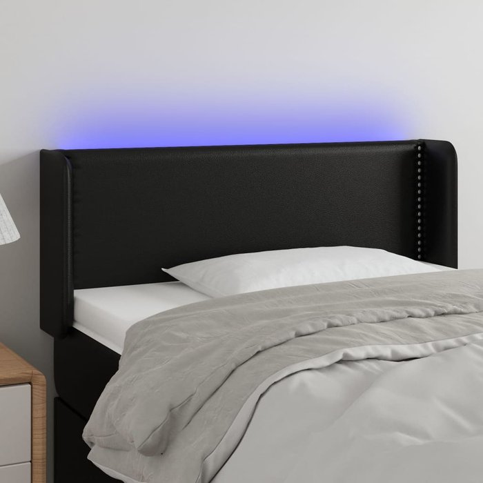 Cabecero led negro 93x16x78/88 cm polipiel