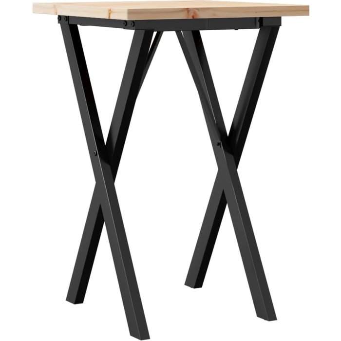 Mesa de comedor marco x madera maciza pino y acero 50x50x75,5cm - comfortxl