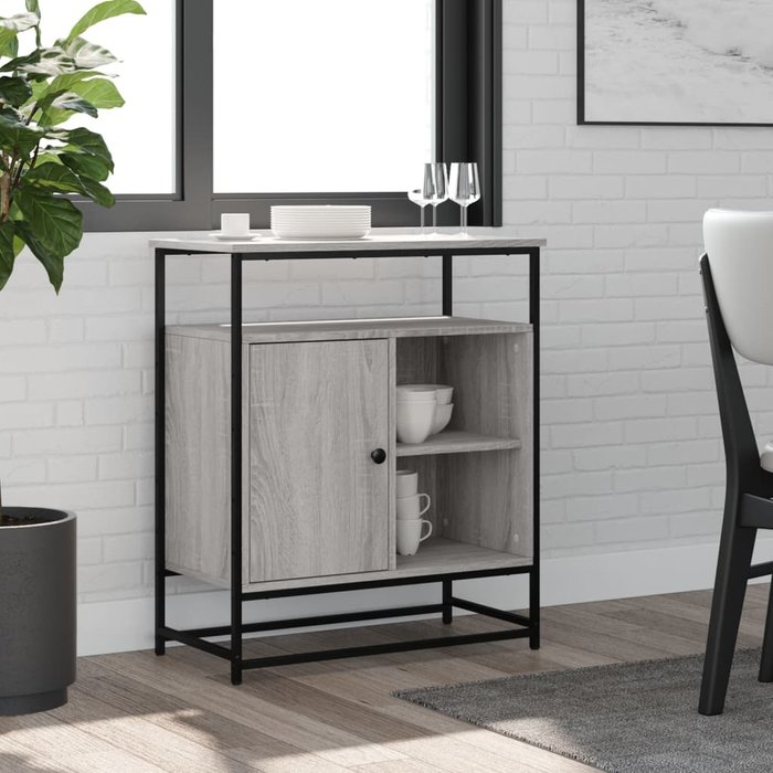 Aparador gris sonoma 69x35x80 cm madera contrachapada