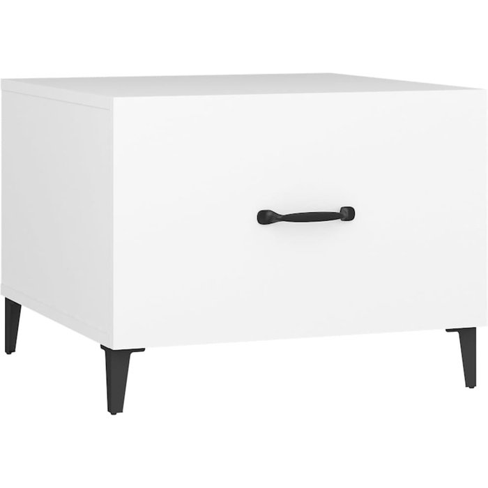 Mesa de centro con patas de metal blanco 50x50x40 cm