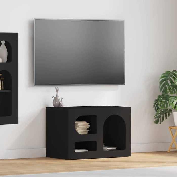 Mueble de tv negro 60 x 35 x 40 cm madera de ingeniería