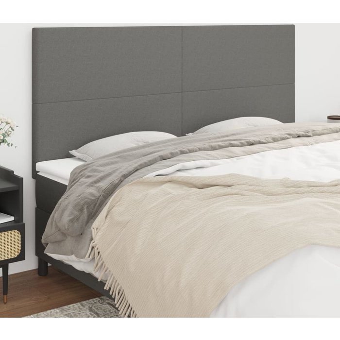 Cabecero de cama gris oscuro 200x5x118/128 cm de tela vidaxl