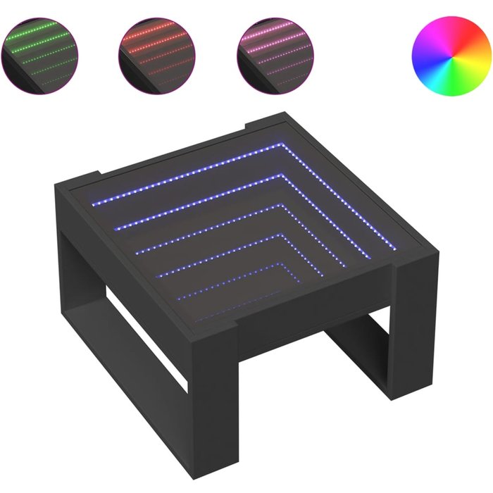 Mesa de centro infinity led negra 50x53x30 cm - comfortxl