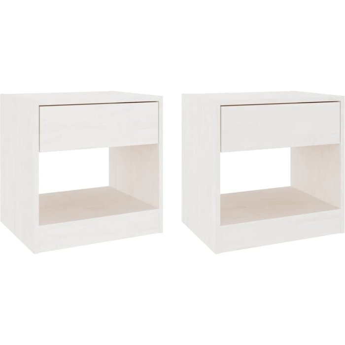 Mesitas de noche 2 uds blanco 40x31x40 cm madera maciza de pino