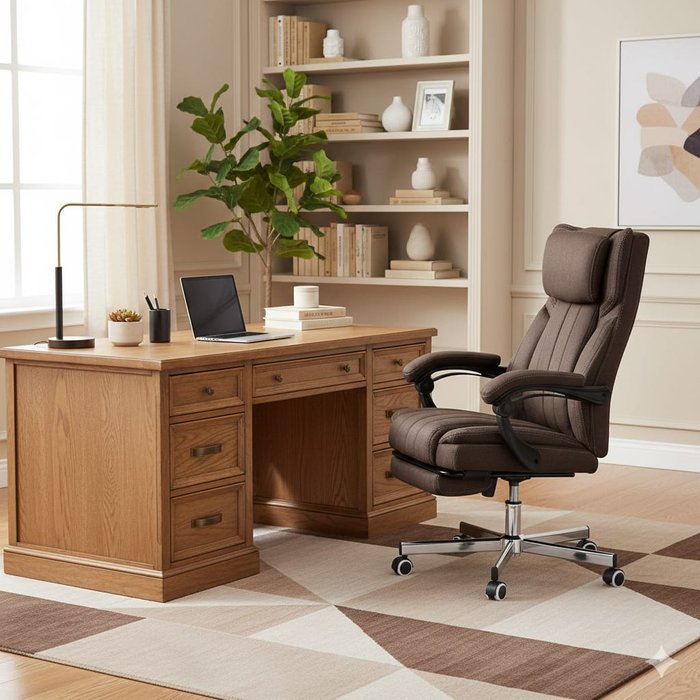 Sillón masaje essenza lino marrón 65x61x105cm con reposapiés