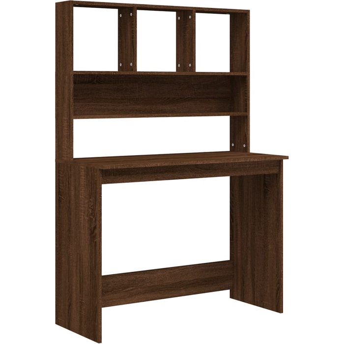 Escritorio con estantes contrachapada marrón roble 102x45x148cm - comfortxl