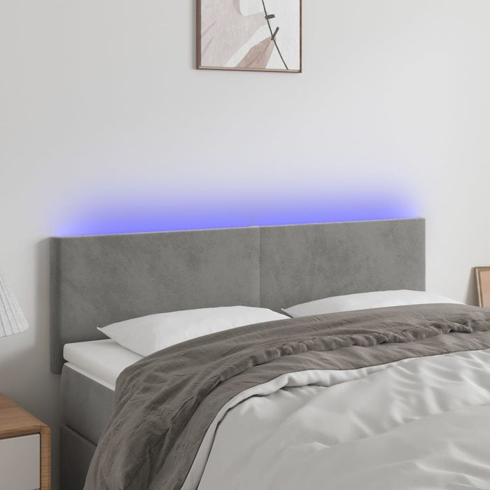 Cabecero led gris claro 144x5x78/88 cm terciopelo - comfortxl