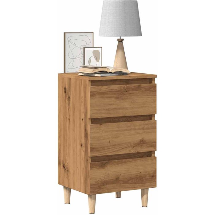 Mesita de noche roble craft 40x35x69 cm madera de ingeniería