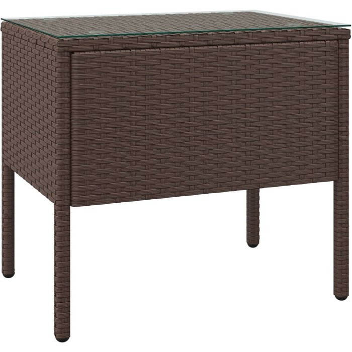 Mesa auxiliar vidrio templado ratán sintético marrón 53x37x48cm - comfortxl