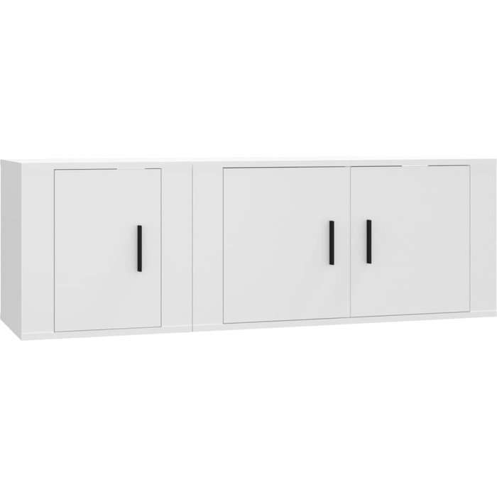 Conjunto de mueble de tv de 2 piezas de madera contrachapada blanca