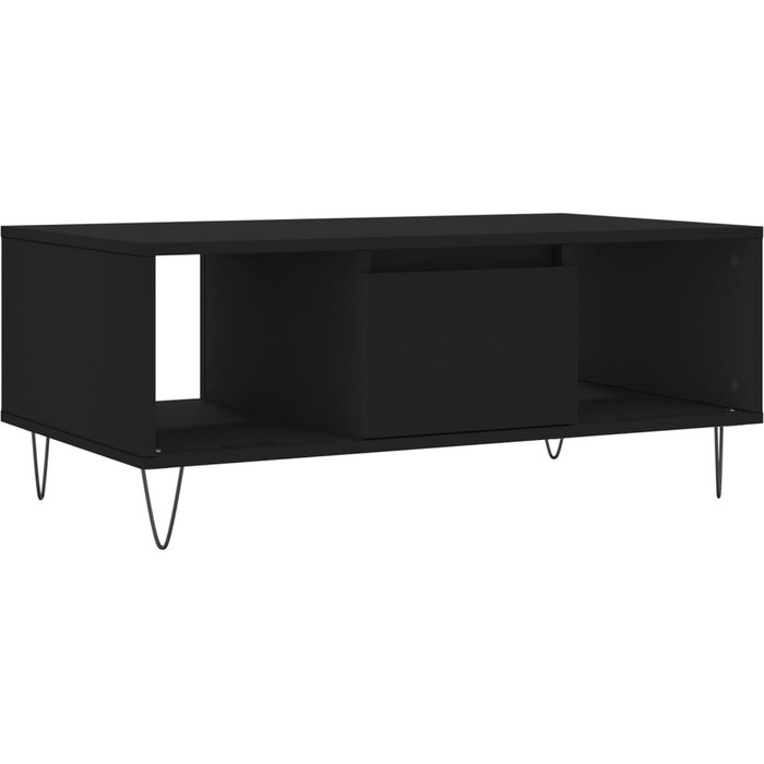 Mesa de centro madera contrachapada negro 90x50x36,5 cm