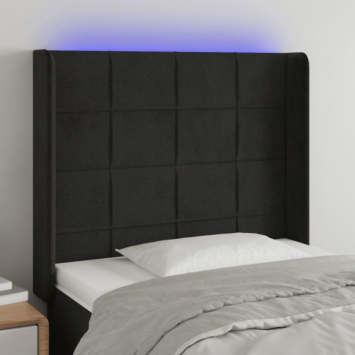 Maison exclusive - cabecero con led de terciopelo negro 93x16x118/128 cm