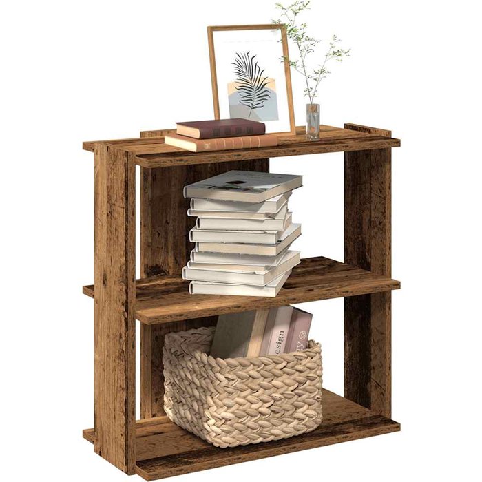 Librería 3 niveles madera vieja 60x30x60 cm madera contrachapada