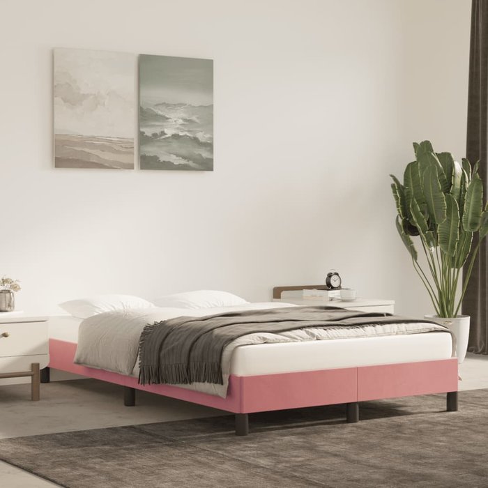 Estructura de cama sin colchón terciopelo rosa 120x200 cm