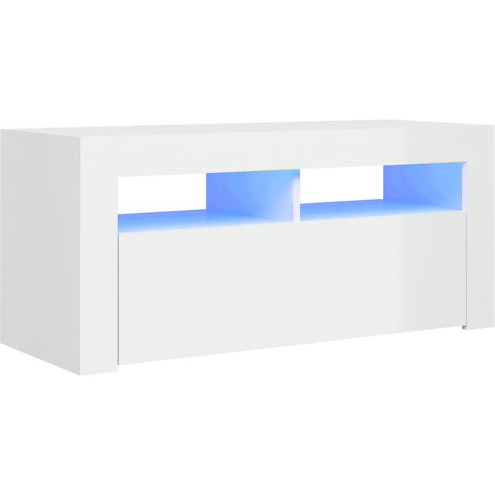 Mueble de tv con luces led blanco brillante 90x35x40 cm - comfortxl