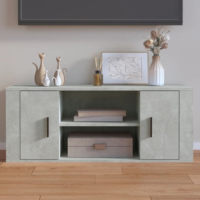Mueble de tv, gris hormigón, 100x35x40 cm, madera de ingeniería