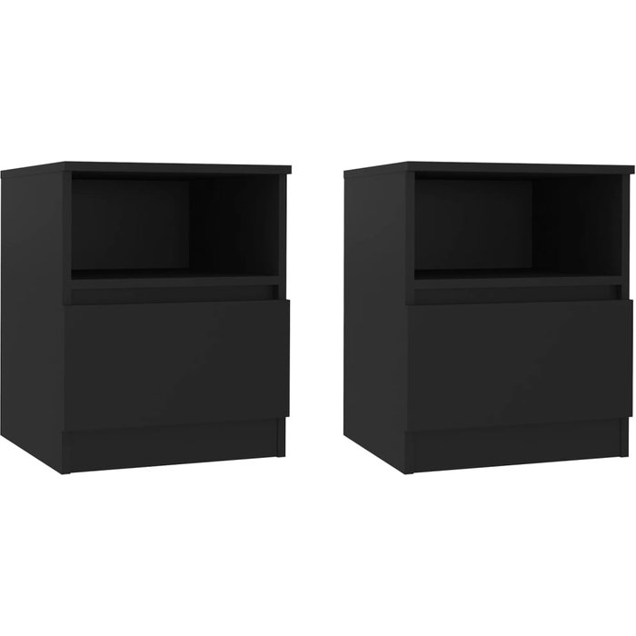 Mesitas de noche 2 piezas aglomerado negro 40x40x50 cm