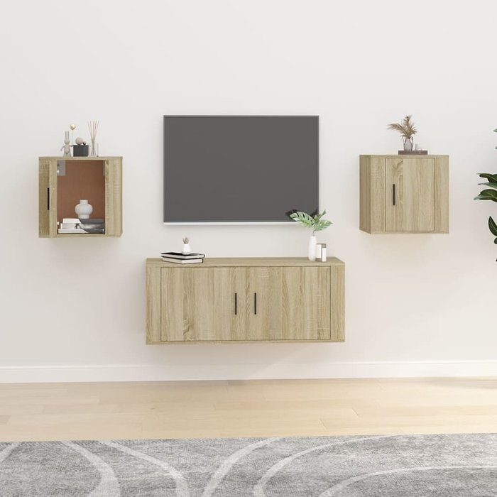 Mueble de tv de pared de 2 piezas, roble sonoma, 40x34,5x40 cm