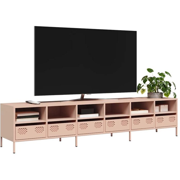 Mueble para tv acero laminado en frío rosa 202x39x43,5 cm vidaxl