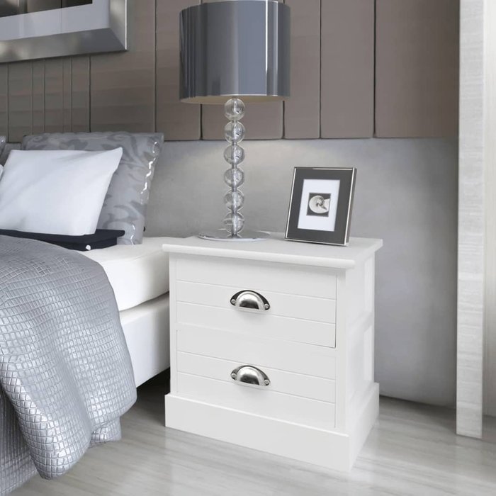 Pack de 2 mesitas de noche,mesilla de noche francesa blanco cfw40953