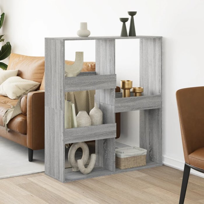 Tabique divisorio de madera de ingeniería gris sonoma 100x33x115 cm - pangivo