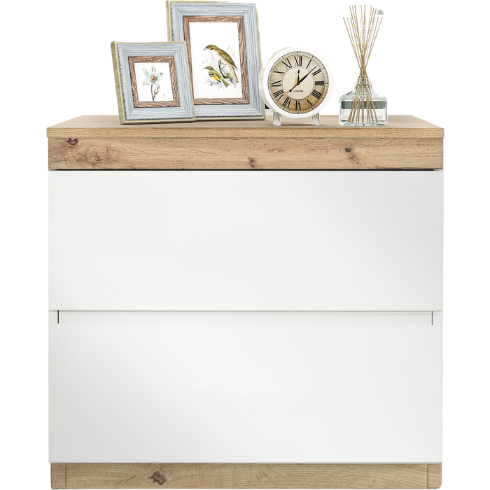 Mesita de noche 55x40x55 cm 2 cajones, blanco