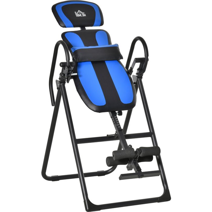 Tabla de inversión homcom acero, abs negro y azul 132x71x145 cm a90-258