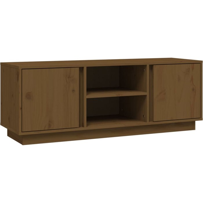 Mueble de tv de pino macizo color marrón miel 110x35x40,5 cm - comfortxl