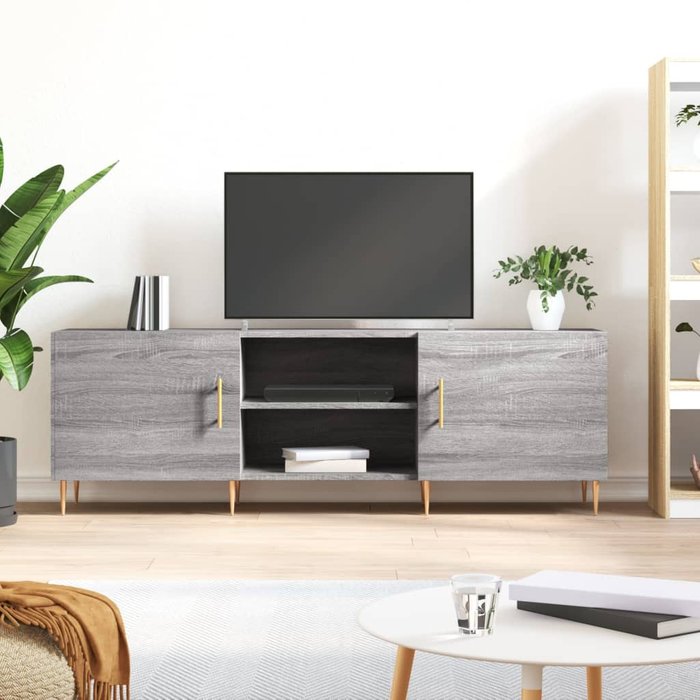 Mueble de tv sonoma gris 150x30x50 cm madera de ingeniería