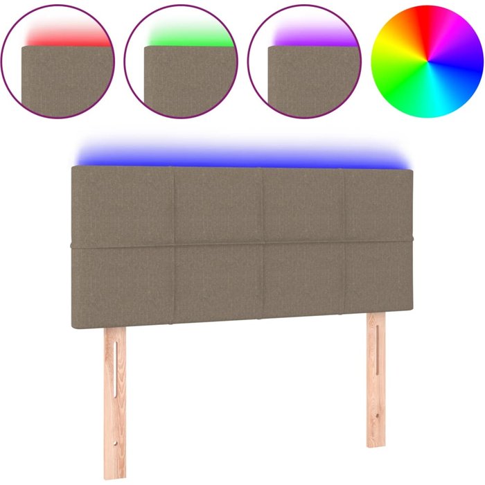 Cabecero cama - mueble cabecero con led de tela gris taupe 100x5x78/88 cm