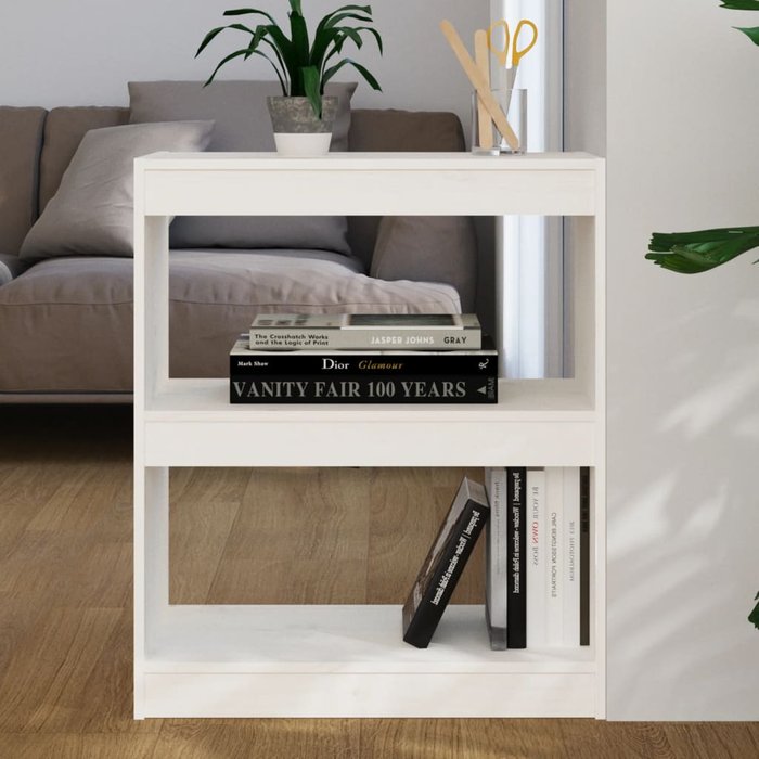 Librería/separador blanco 60x30x71,5 cm madera maciza de pino