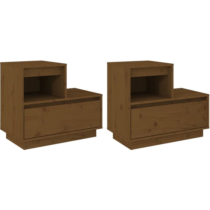 Mesitas de noche 2 uds madera de pino marrón miel 60x34x51 cm - comfortxl