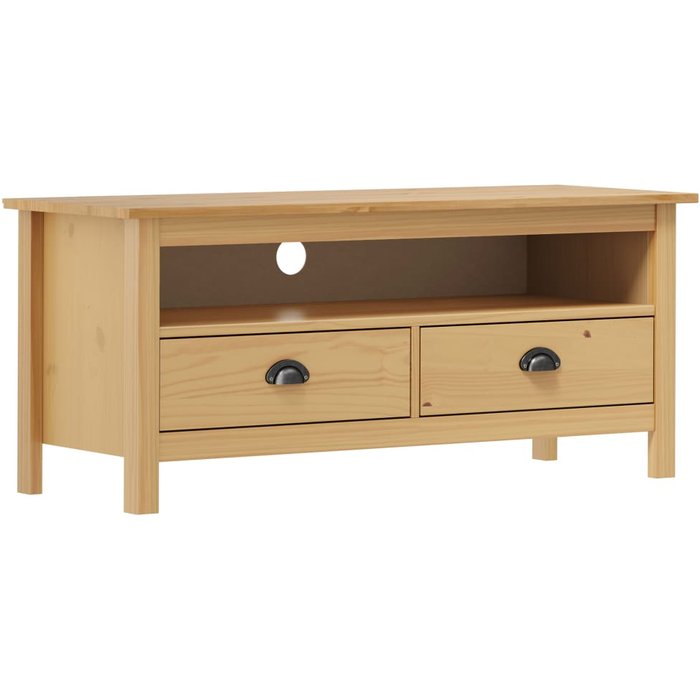 Mueble de tv hill madera maciza pino marrón miel 110x40x47 cm