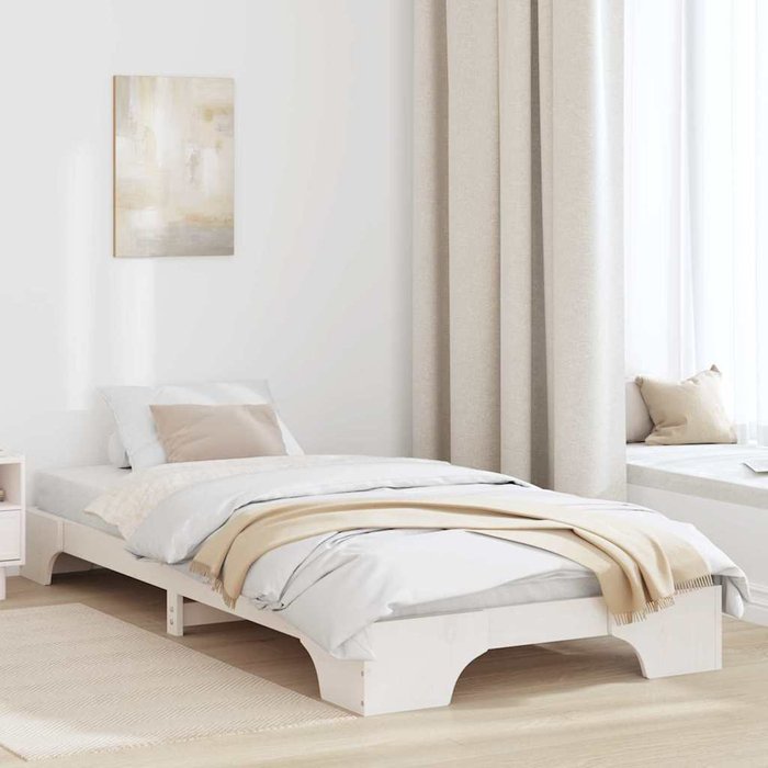 Estructura de cama blanco 90 x 190 cm madera maciza de pino