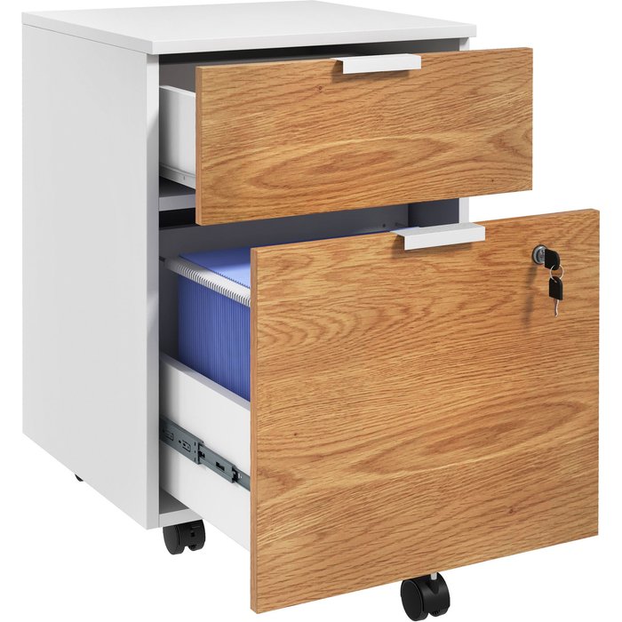 Cajonera de oficina homcom melamina de madera blanco y natural 42x40x60 cm