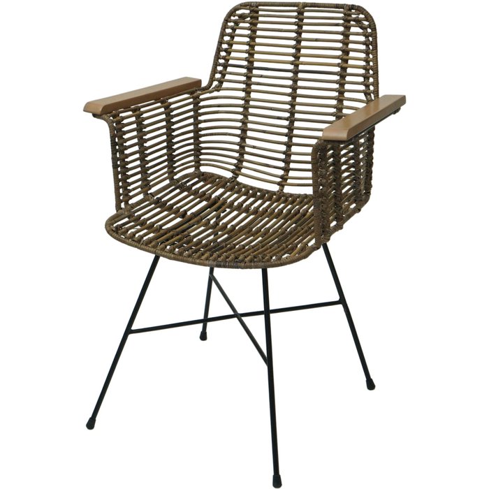 Silla de comedor con reposabrazos en ratán kubu madera y metal 04_0006347
