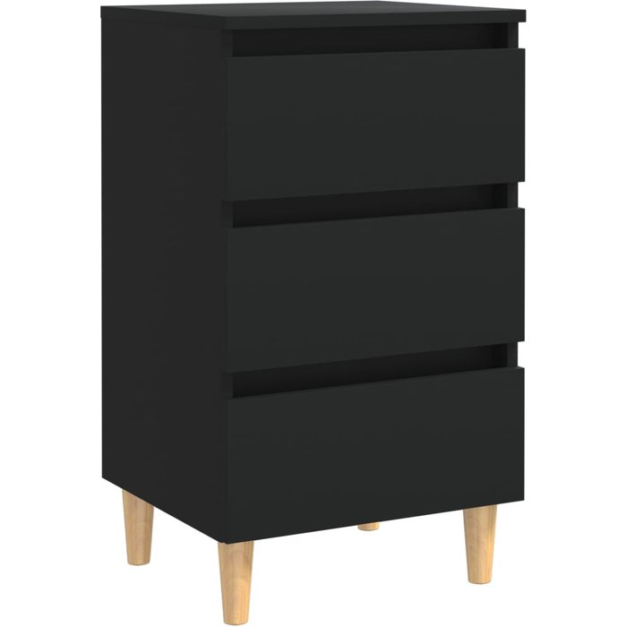 Mesita de noche con patas de madera negro 40x35x69 cm