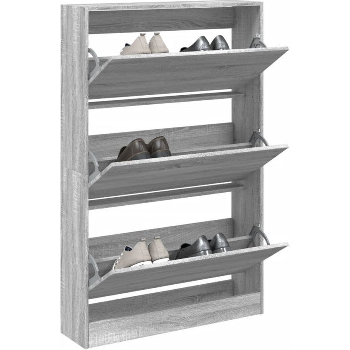 Vidaxl zapatero de madera de ingeniería gris sonoma 80x21x125,5 cm