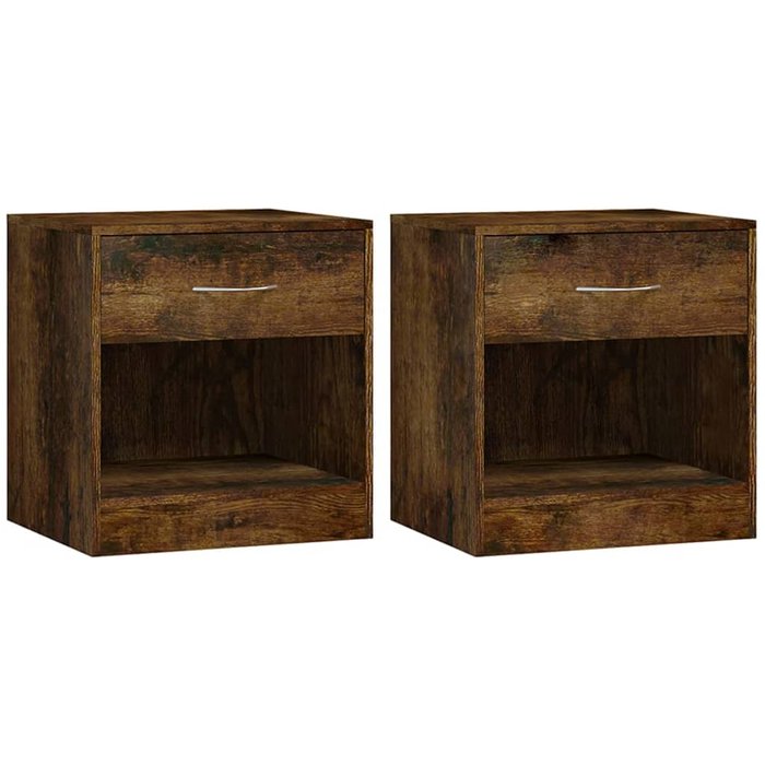 Pack de 2 mesitas de noche,mesilla de noche con cajón roble ahumado cfw68539