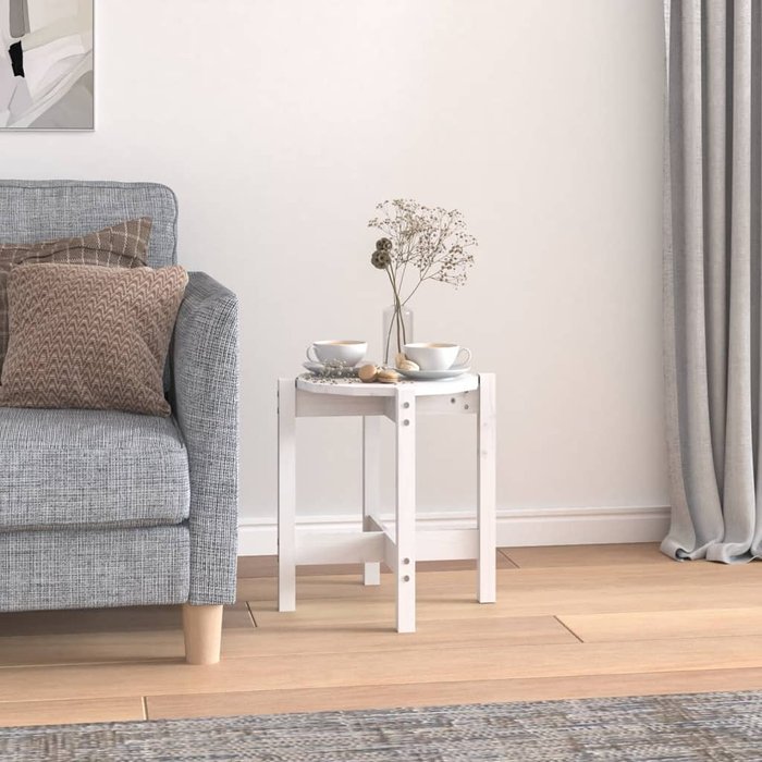 Maison exclusive - mesa de centro de madera maciza de pino blanco ø42,5x45 cm