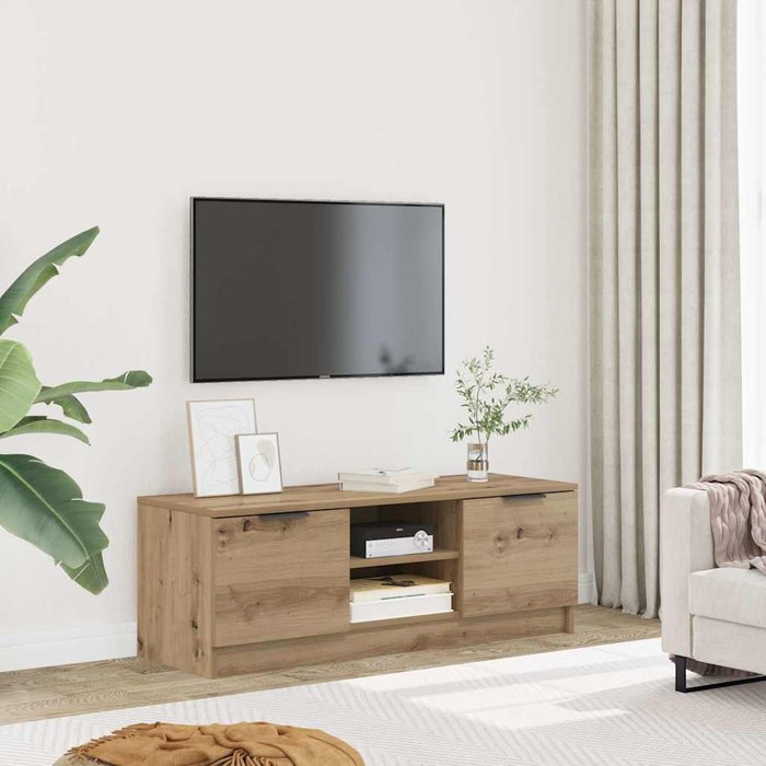 Mueble de tv madera contrachapada artisan roble 102x35x36,5 cm vidaxl