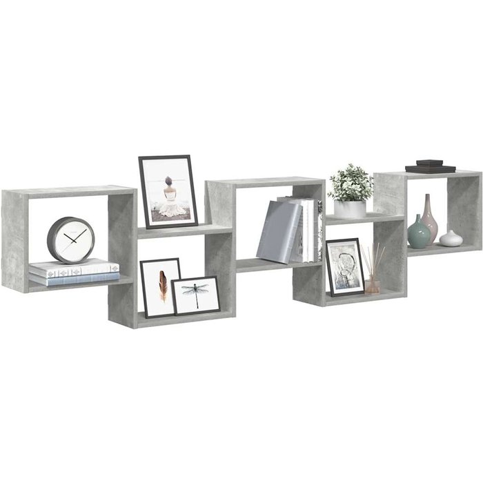 Estante cubo de pared 5 compartimentos hormigón gris madera contrachapada