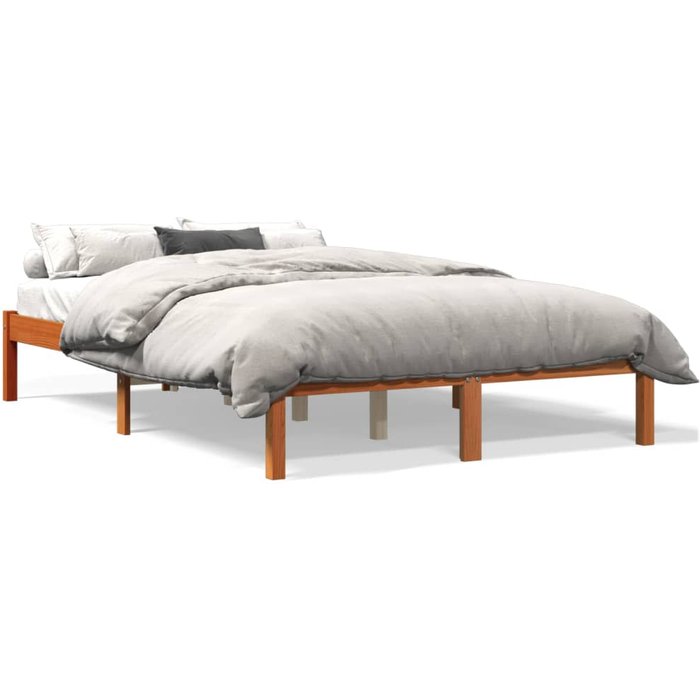 Estructura de cama sin colchón madera maciza marrón 135x190 cm — comfortxl
