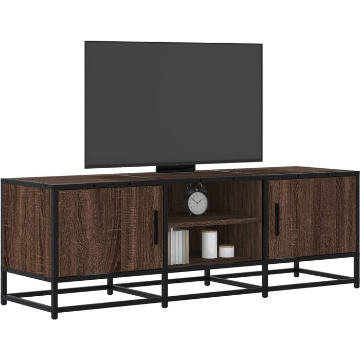 Mueble tv metal y madera ingeniería marrón roble 120x35x41 cm vidaxl
