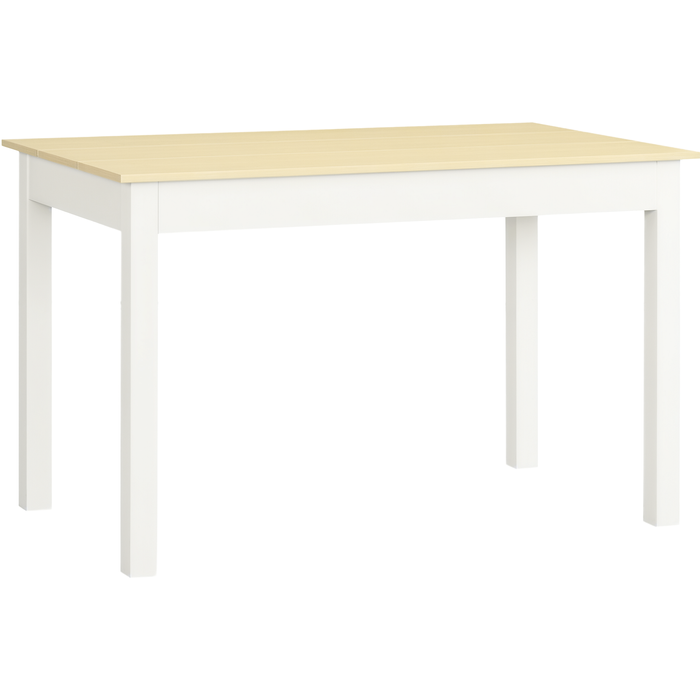 Mesa de comedor rectangular madera roble y blanco 119x70x76cm para 4-6 personas
